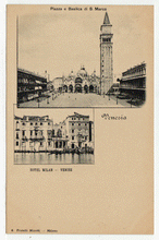 Load image into Gallery viewer, St. Mark's Square - Hotel Milan, Venice, Italy Vintage Original Postcard # 2319 - New - 1940's

