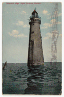 Minots Ledge Lighthouse, Boston Harbor, Maine, USA - Vintage Original Postcard # 2394 - Post Marked June 25, 1918