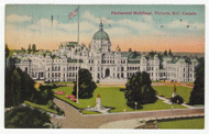 Parliament Buildings, Victoria, British Columbia, Canada - Vintage Original Postcard # 2402 - Post Marked June 19, 1944 - VG