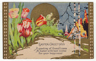 Easter Greetings Vintage Original Postcard # 2430 - Post Marked April 10, 1933 - VG