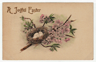 A Joyful Easter Vintage Original Postcard # 2433 - Post Marked April 10, 1909 - VG