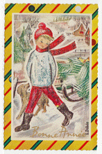 Load image into Gallery viewer, Happy New Year - Bonne Annee Vintage Original Postcard # 2484 - New - 1950's
