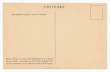 Load image into Gallery viewer, Mount Vernon (Dining Room), Virginia, USA - Vintage Original Postcard # 2615 - New 1960's
