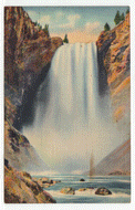 Great Falls, Yellowstone National Park, Wyoming, USA - Vintage Original Postcard # 2622 - Post Marked August 31, 1942