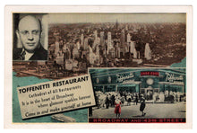 Load image into Gallery viewer, Toffenetti Restaurant, Broadway, NY, New York, USA Vintage Original Postcard # 1052 - New - 1950's
