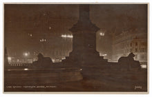 Load image into Gallery viewer, Trafalgar Square (at Night), London, England Vintage Original Postcard # 1103 - New - Real Photograph - 1940's
