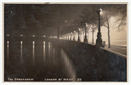 The Thames River Embankment at Night, London, England Vintage Original Postcard # 1130 - Post Marked August 31, 1931