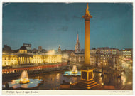 Trafalgar Square by Night, London, England Vintage Original Postcard # 1149 - Post Marked November 30, 1979