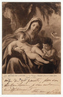 The Virgin with Baby and John the Baptist, Louvre Museum, Paris France Vintage Original Postcard # 1186 - Post Marked May 1906