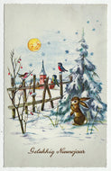 Happy New Year - Gelukkig Nieuwjaar Vintage Original Postcard # 1196 - Post Marked 1960's