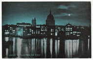 St. Paul's Cathedral - from the River Thames at Night, London, England Vintage Original Postcard # 1213 - New - 1950's