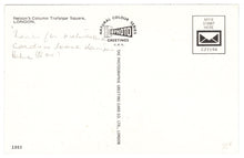 Load image into Gallery viewer, Nelson's Column, Trafalgar Square, London, England Vintage Original Postcard # 1299 - Hand Written 1960's
