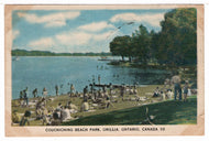Couchiching Beach Park, Orillia, Ontario, Canada - Vintage Original Postcard # 1374 - August 11, 1949