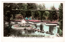 Load image into Gallery viewer, Butchart Gardens, Victoria, British Columbia, Canada - The Star Pond Vintage Original Postcard # 1377 - New, 1940's
