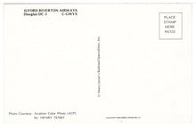 Load image into Gallery viewer, Ilford Riverton Airways - Airplane - Douglas DC-3, USA Vintage Original Postcard # 1401 - 1990's
