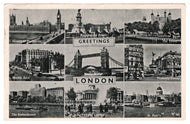 Greetings from London, England Vintage Original Postcard # 1409 - Post Marked September 8, 1955 - VG