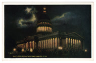 Utah State Capitol at Night, Salt Lake City, Utah, USA - Vintage Original Postcard # 1436 - New, 1950's - NM