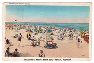 Greetings from Betty Lou Beach, Florida, USA Vintage Original Postcard # 1450 - Post Marked June 18, 1940