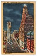 Times Square at Night, New York, NY, USA Vintage Original Postcard # 1451 - Post Marked August 20, 1946 VG
