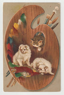 Artistic Dogs and Cats - Art - Painting - Vintage Original Postcard # 1579 - Post Marked Early 1900's