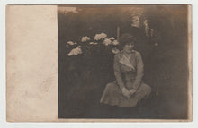 Load image into Gallery viewer, Portrait of a Woman Sitting in Flower Garden (Unknown) Vintage Original Postcard # 1647 - New, Early 1900's
