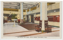 Load image into Gallery viewer, Hotel Gibson, Cincinnati, Ohio, USA (The Lobby) - Vintage Original Postcard # 1712 - New - 1920's
