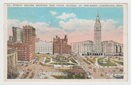 Public Square and Union Station, Cleveland, Ohio, USA - Vintage Original Postcard # 1713 - Post Marked August 29, 1928