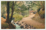 Cottage by River in Switzerland - Art - Painting - Vintage Original Postcard # 1725 - New - 1950's