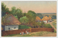 Village Scene in Switzerland - Art - Painting - Vintage Original Postcard # 1738 - New - 1950's