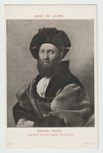 Load image into Gallery viewer, Portrait of Balthazar Castiglione by Raphael Sanzio, Louvre Museum, Paris, France - Art - Painting - Vintage Original Postcard # 1740 - New - Early 1900's
