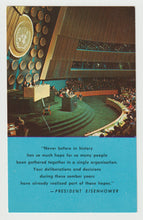 Load image into Gallery viewer, President Dwight D. Eisenhower Addressing the United Nations, New York, USA Vintage Original Postcard # 1761 - New - 1960's
