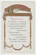 Christmas Greetings Poem Vintage Original Postcard # 1814 - Post Marked December 23, 1916