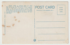 Echo Lake - Mt. Evans, Denver Mountain Parks, Colorado, USA Vintage Original Postcard # 1840 - New - 1950's