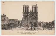 Notre-Dame Church and the Square, Paris, France Vintage Original Postcard # 1849 - New 1920's