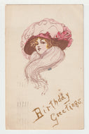 Birthday Greetings (Classy Art) - Vintage Original Postcard # 1901 - Post Marked October 2, 1910