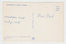 Load image into Gallery viewer, Greetings from Simcoe, Ontario, Canada (Tobacco Farm) - Vintage Original Postcard # 1904 - Hand Written - July 1968 - VG
