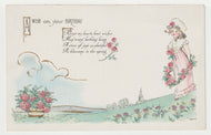 A Wish on Your Birthday - Vintage Original Postcard # 1907 - Hand Written January 17, 1916 - VG