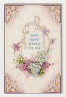 Many Happy Returns of the Day (Birthday)- Vintage Original Postcard # 1913 - Early 1900's - VG