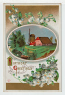 Birthday Greetings (Farm House) - Vintage Original Postcard # 1914 - Early 1900's - VG