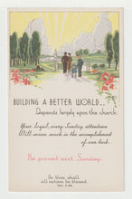 Load image into Gallery viewer, Building a Better World (Invite to Church) - Vintage Original Postcard # 1916 - New- 1950's
