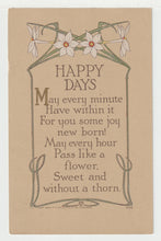 Load image into Gallery viewer, Happy Days (Congrats - New Born) - Vintage Original Postcard # 1917 - New- 1950's - VG
