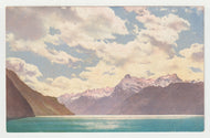Scenic Mountains and Lake in Switzerland - Art - Painting - Vintage Original Postcard # 1923 - New - 1950's