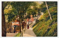 Village Walkway in Switzerland - Art - Painting - Vintage Original Postcard # 1924 - New - 1950's