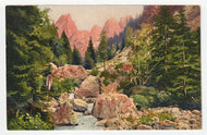 Scenic Creek View in Switzerland - Art - Painting - Vintage Original Postcard # 1927 - New - 1950's