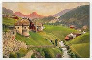 Small Country Village in Switzerland - Art - Painting - Vintage Original Postcard # 1928 - New - 1950's