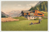 Mountain Chalet in Switzerland - Art - Painting - Vintage Original Postcard # 1929 - New - 1950's