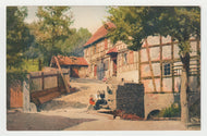 Children Playing in Switzerland - Art - Painting - Vintage Original Postcard # 1930 - New - 1950's