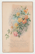 Birthday Wishes - Vintage Original Postcard # 1967 - Post Marked Early 1900's - VG