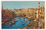 Regata Storica, Rialto Bridge, Venice Italy - Vintage Original Postcard # 1995 - New - 1960's NM