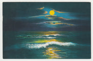 Moonlight on the Atlantic, Wildwood, New Jersey, USA - Vintage Original Postcard # 1996 - Post Marked August 4, 1964 - VG